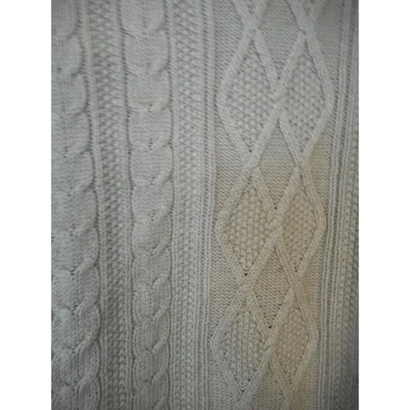 Vintage Sage 100% Cotton cable knit ribbed turtleneck Sweater Sz L Jeanne Pierre - Picture 2 of 5